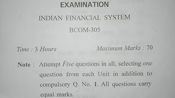 Indian financial system old question paper bcom 3rd sem gjust