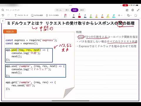 【手書きプログラミング】ミドルウェアとは【Node.js-Express】
