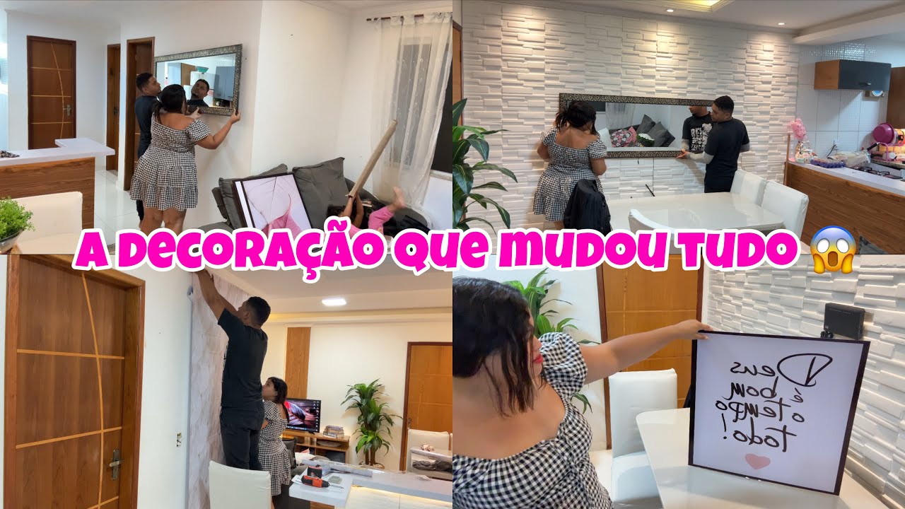 “Transformei Minha Sala com Espelho + Papel de Parede ✨” Antes e Depois 😱 