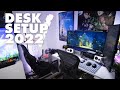 Desk setup tour 2022  ultrawide sim rig monitor light mechanical keyboards  more