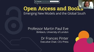 Open Access and Books – Emerging New Models and the Global South