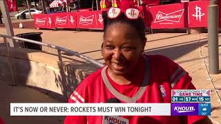 Fans arrive at the Toyota Center to cheer on the Rockets in Game 7