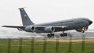 OLDTIMER | US Air Force Boeing KC-135R (62-3531) Rainy Takeoff From Belgrade Airport | ATC Comms