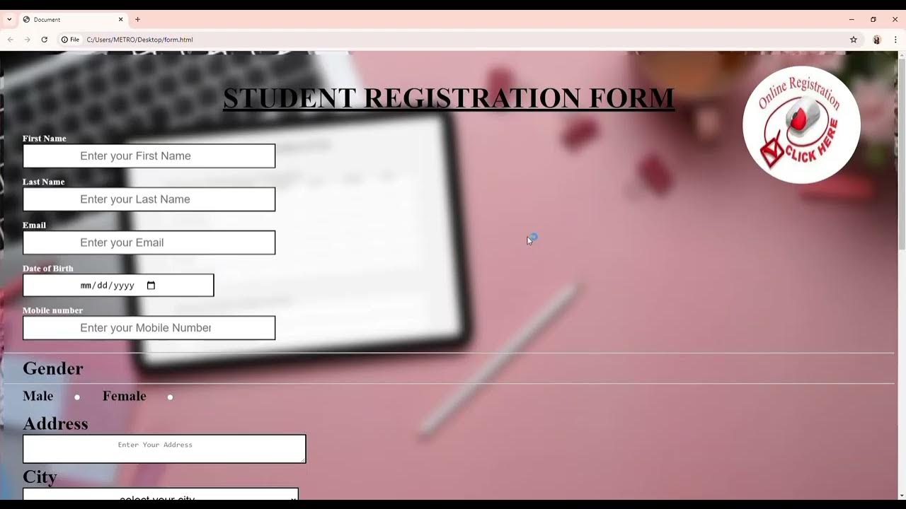 Registration form Using HTML And CSS | learn web development paid ...