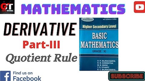 Derivative part-III Quotient Rule #mathematics #class11 #CTEVT #NEB #Diplomacourse #NEBExam
