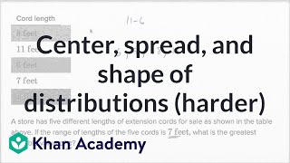 Center, Spread, And Shape Of Distributions  Harder Example | Math | New SAT | Khan Academy