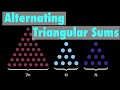 Alternating sum of triangular numbers visual proof without words