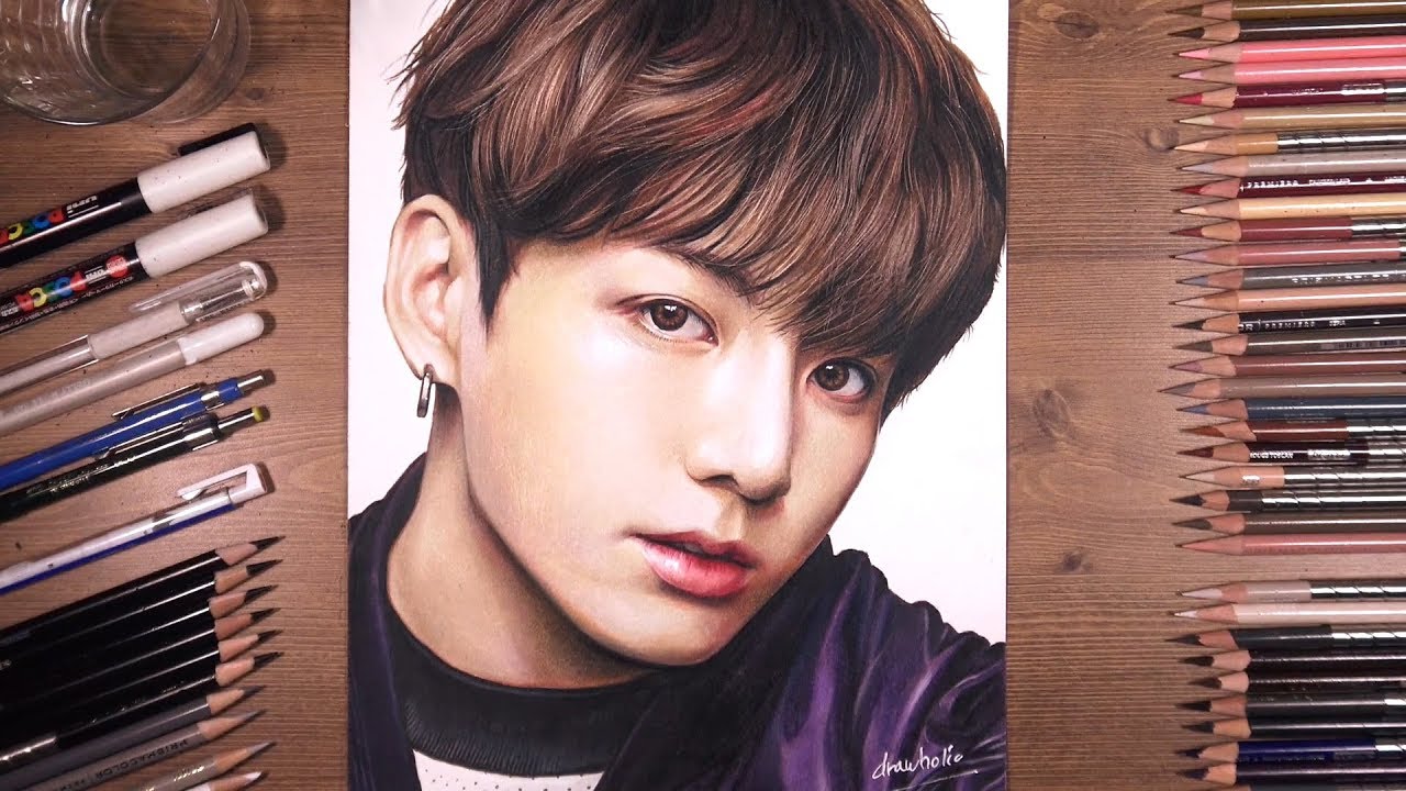 Drawing BTS: Jungkook 정국 | drawholic - YouTube