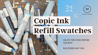 18 Brilliant Copic Ink Refill Swatches: Blue Series Part 1