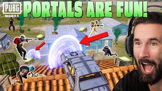 Rushing Full Squad Through A Portal With A Car 😨 PUBG MOBILE