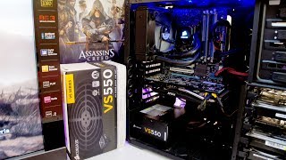 Corsair VS550 power review, how connectors, cables and stress test - YouTube