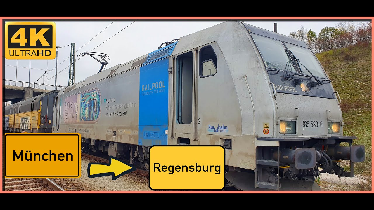 【4K】 Führerstandsmitfahrt Cab Ride München Nord nach Regensburg Hbf