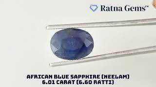 Product Video for: Natural African Blue Sapphire (Neelam) 6.01 Carat (6.60 Ratti)