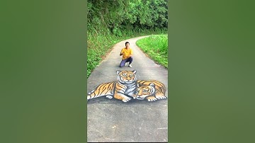 Dangerous 🐅 😱 Tiger Drawing #shorts #drawing #amazing #youtubeshort #tiktok #animaldrawing #tiger
