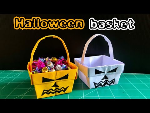 สอนวิธีพับตะกร้ากระดาษ ฮาโลวีน | How to make a paper halloween basket