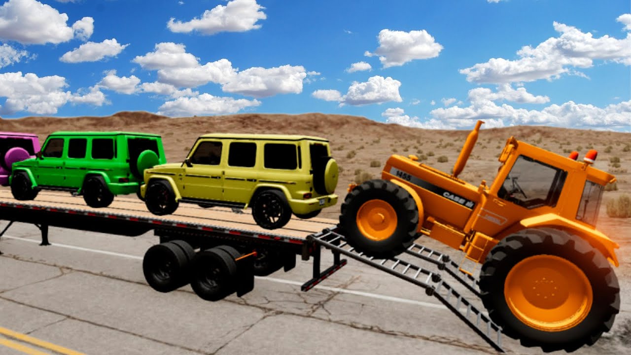 Flatbed Truck McQueen | Transportation with Truck - Pothole vs Car #2 | BeamNG.Drive Gameplay