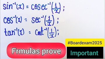 sin(x) = cosec(1/x) cos(x) =sec(1/x) ; tan(x) = cot ^ - 1(1/x)ll#inversetrigonometryfunction formula