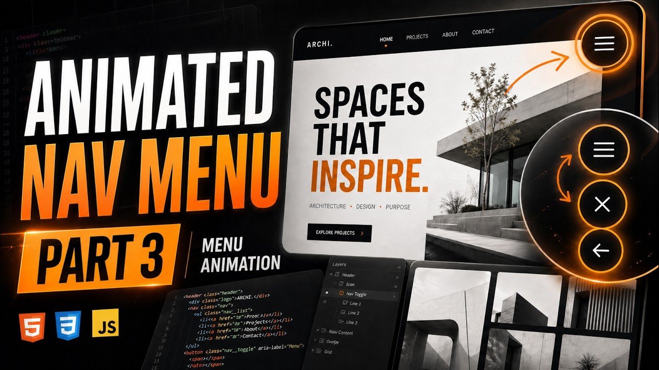 Build a Stylish Animated Menu UI with HTML CSS (Part 3) - YouTube
