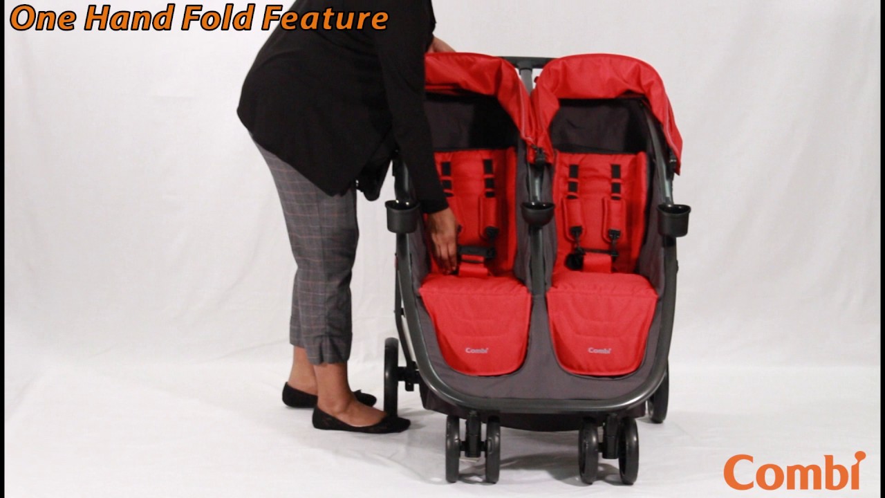 combi double stroller red