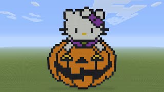 Minecraft Pixel Art - Hello Kitty On A Pumpkin