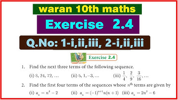 TN  Class 10 Maths Exercise 2.4 Q.No 1- i, ii, iii, 2- i, ii, iii Ch 2 Numbers and Sequences TNSCERT
