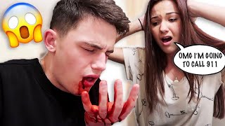 THROWING UP BLOOD PRANK ON GIRLFRIEND! *she called 911* screenshot 5