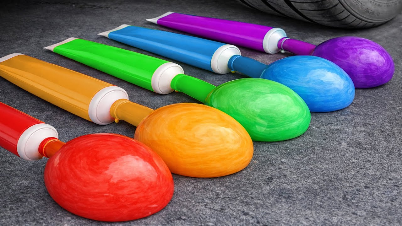 Crushing Experiments Video! &Car vs Crunchy Color Giant Toothpaste Balloons & Soft Things By Car