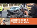 Acidente entre ônibus e carro deixa 8 feridos na Lagoa