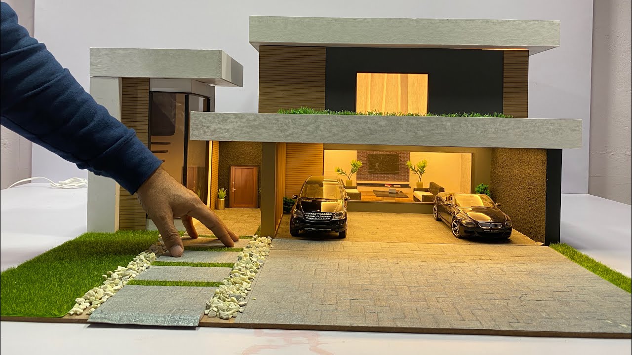 DIY Miniature Luxury Modern House with Lighting