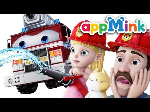 fire-truck-song-|-dad-and-amy-save-the-cat-|-fire-truck-rescue-song-and-nursery-rhymes-appmink