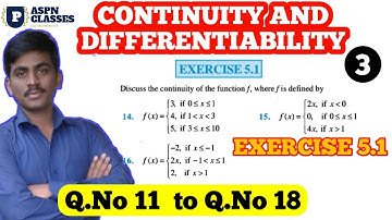 Exercise 5.1 Class12 maths ncrt | Continuity and Differentiability Ex 5.2 , Q.no 11 to Q.no 18 |