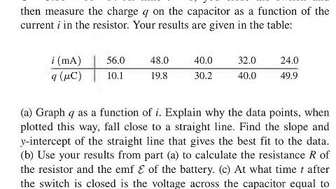 You set up the circuit shown in Fig. 26.20, where 5.00 10 F. At time 0, you close the switch and t