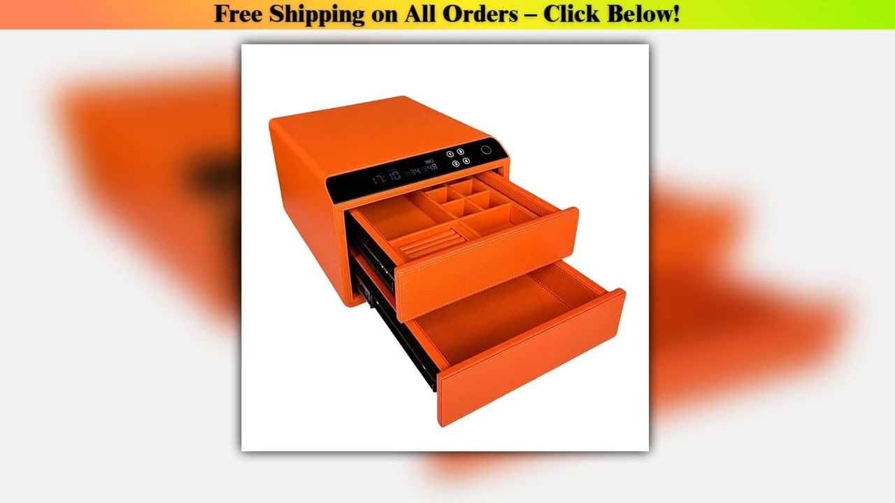 XAG-PGC2 Luxury Leather Double-Layer Drawer Fingerprint Safe Box Home Office File Storage Jewelry