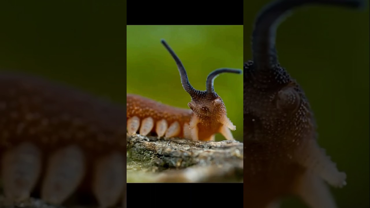 Velvet worms hunt by shooting sticky slime to immobilize prey and consume their internal tissues🐛