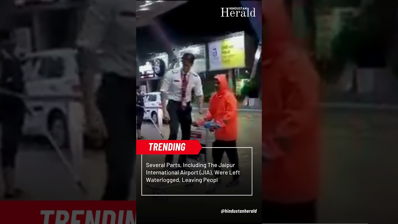 Pilot enters Jaipur airport on luggage cart amid flooding, video goes viral. Watch