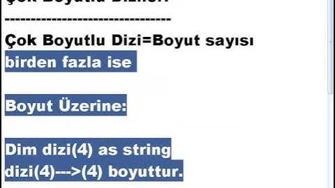 VisualBasic.NET - Ders 23 : Çok Boyutlu Dizi-1