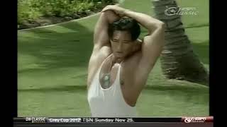 Kiana Tom Blue Top White Bikini Pant Workout