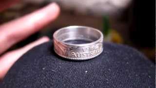 Fire Finish Australian Florin Coin Ring w The Original Fire Finish