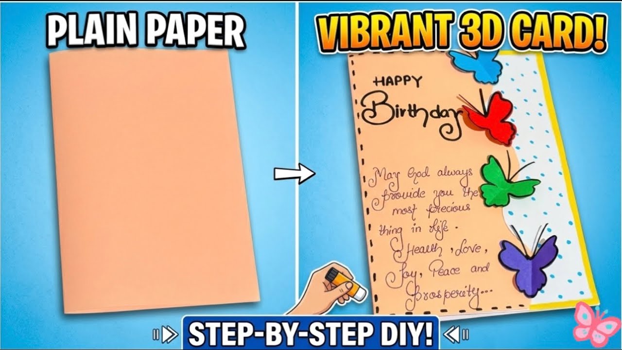 How to Make a Beautiful 3D Butterfly Birthday Card | Easy DIY Birthday Card | Handmade Greeting Card
