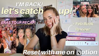 Let&#39;s Catch Up🎀 Monthly Plan with Me Notion! Recap on the Eras Tour, Engagement Party &amp; Book Review