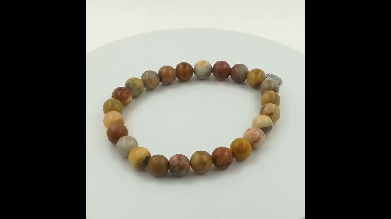 Bracelet Perles Tourmaline Pastèque & Chrysocolle 8mm - Fabriqué En France - Neuf Avec étiquettes