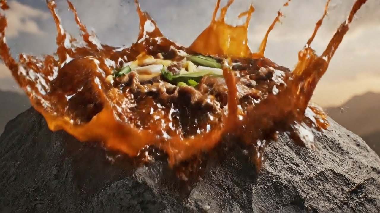 What if a mountain erupted… and it was FOOD instead of lava? 🌋🍽️