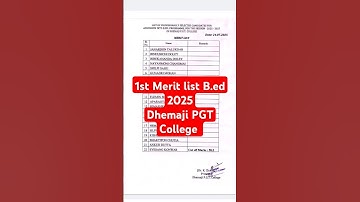 Dhemaji PGT College||B.ed||Merit list 2025 under Dibrugarh University