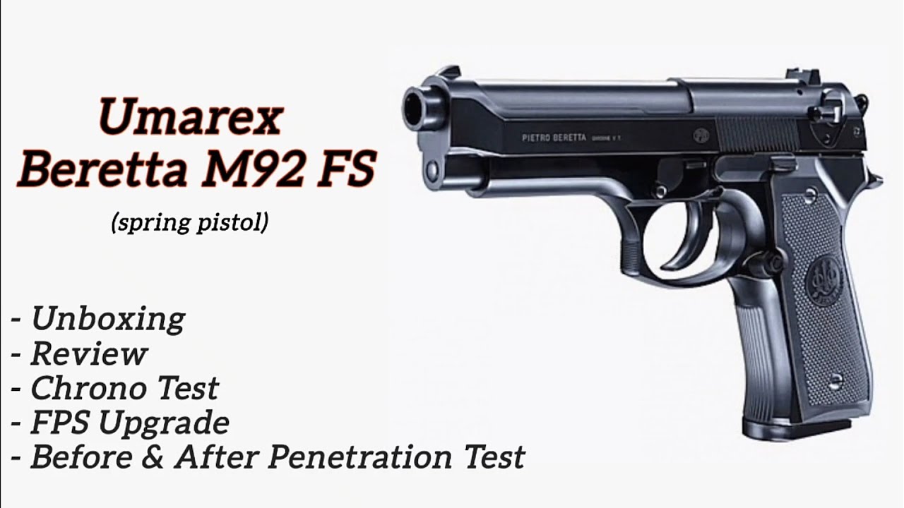 Beretta model 92 FS airsoft spring pistol - review and shooting test 