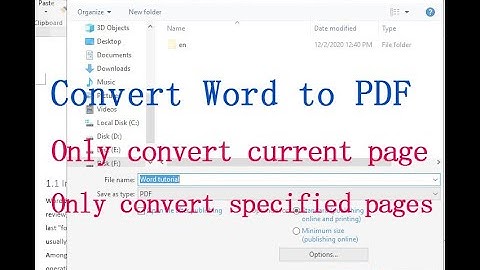 How to convert word to pdf (only convert the current page and specified pages)