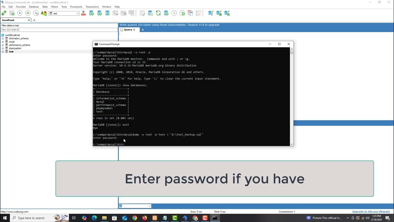 Using command prompt to backup MySql databases in xampp on Windows 10 ...