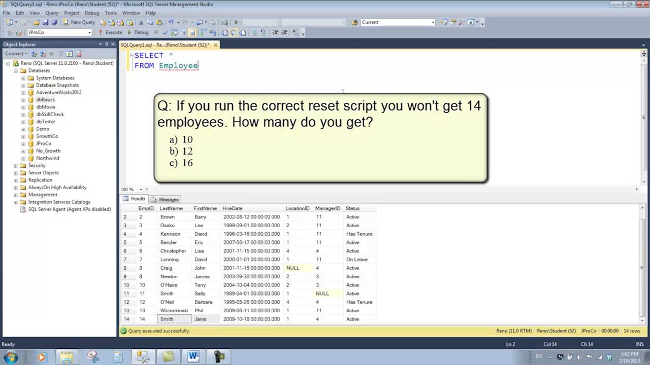 write a report query in sql