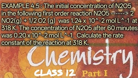 Initial concentration of N2O5 in the following first order reaction N2O5 = 2NO2 (g) + 1/2 O2 (g)...