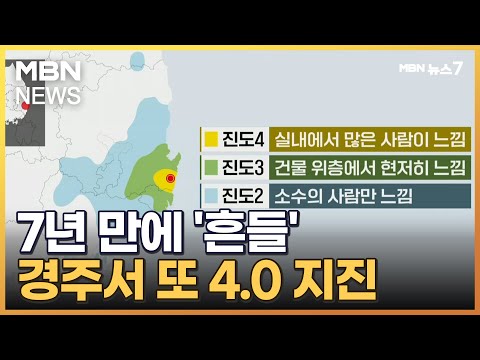 경주 7년 만에 또 4.0 지진…7차례 여진에 동남권까지 &#39;흔들&#39; [MBN 뉴스7]