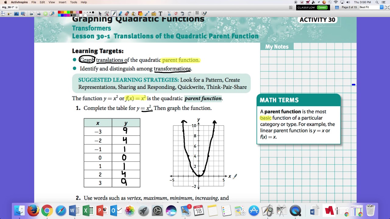 Springboard Algebra Lesson 30-1 Part 1 - YouTube